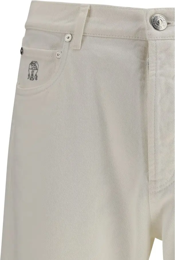 White Cotton Straight-Leg Jeans Brunello Cucinelli