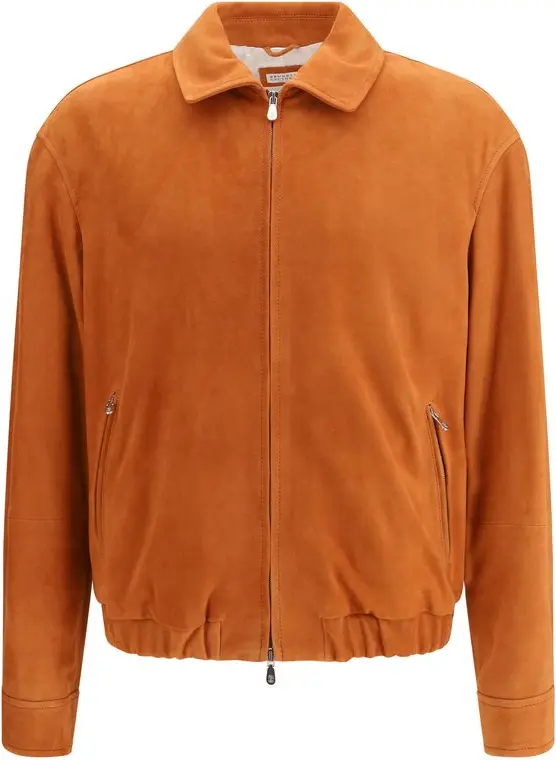 Jacket Brunello Cucinelli Red Calf Leather Bos Taurus