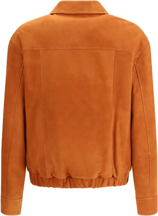 Jacket Brunello Cucinelli Red Calf Leather Bos Taurus