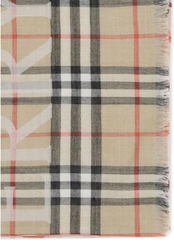 Шарф Burberry из бежевой шерсти