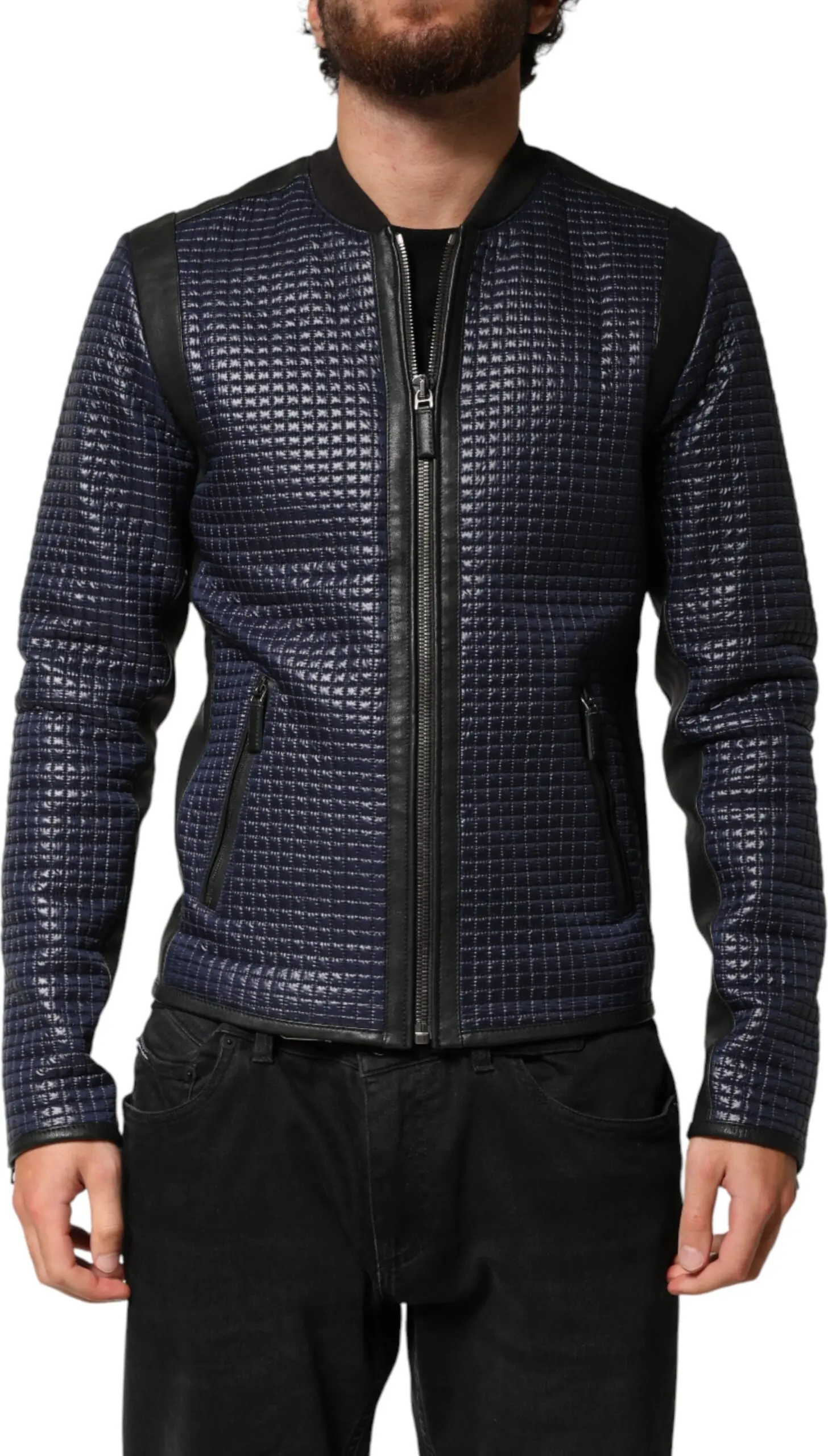 Blue Nylon Full Zip Bomber Jacket Dolce & Gabbana