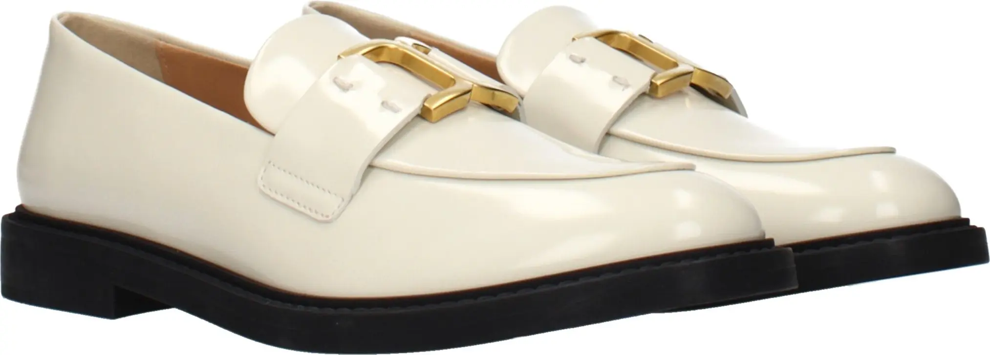 Beige Leather Slip-On Loafers by Chloe