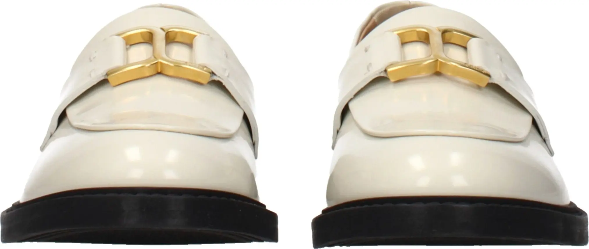 Beige Leather Slip-On Loafers by Chloe