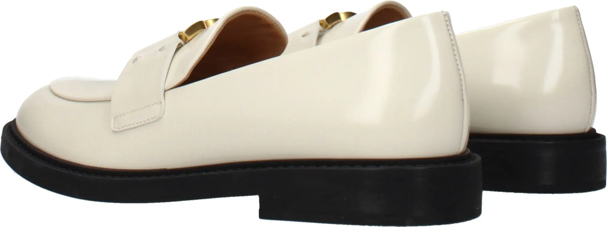 Beige Leather Slip-On Loafers by Chloe