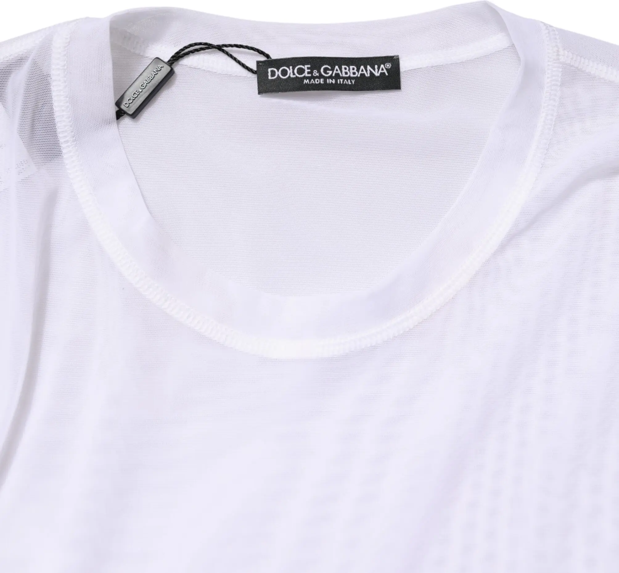 Белая нейлоновая футболка с длинным рукавом и круглым вырезом Dolce & Gabbana