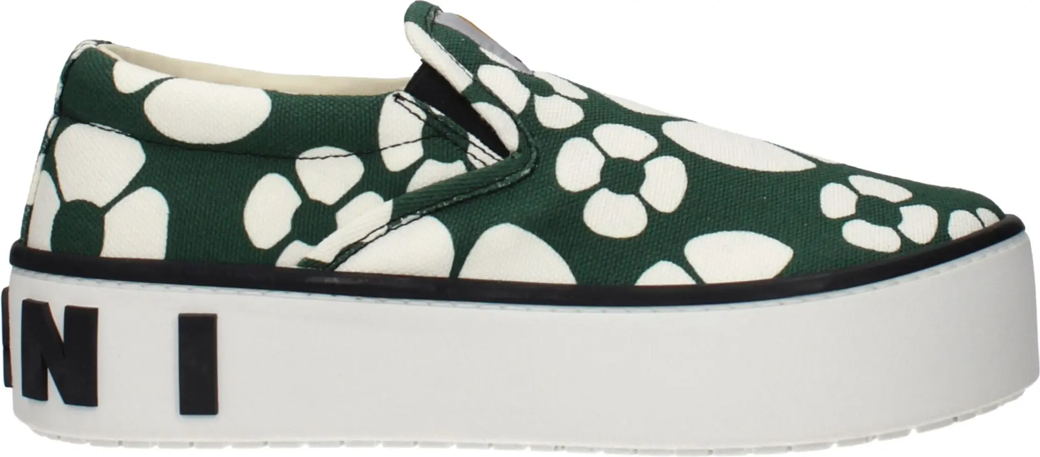 Marni yashil matodan tikilgan slip-on mokasinlar