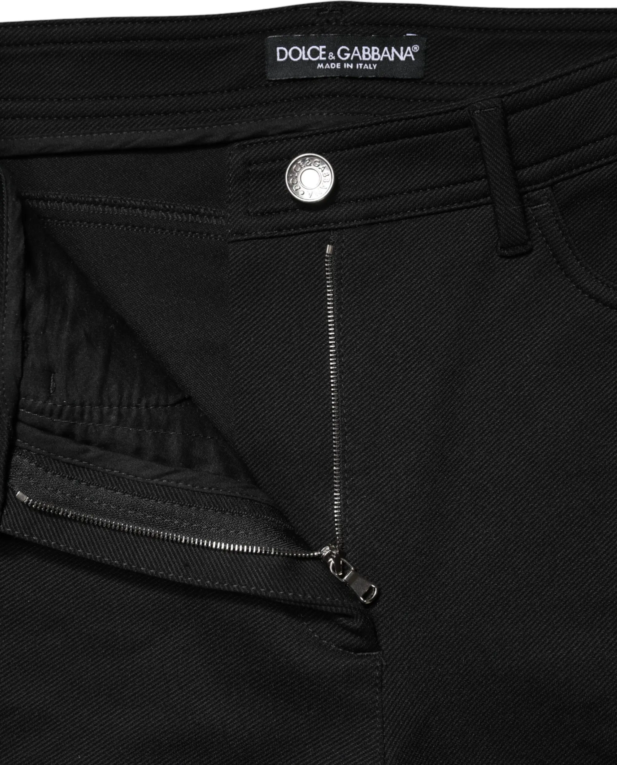 Black Nylon Stretch Skinny High Waist Pants by Dolce & Gabbana