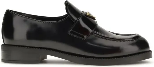 Prada Black Calf Leather Bos Taurus Slip-On Loafers