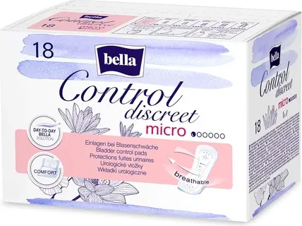 Bella Control Discreet Вкладыши для урологических проблем Микро при слабой слабости мочевого пузыря