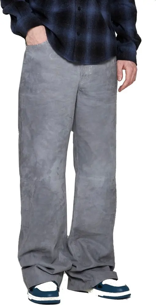 Серые кожаные брюки Amiri