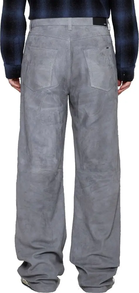 Серые кожаные брюки Amiri