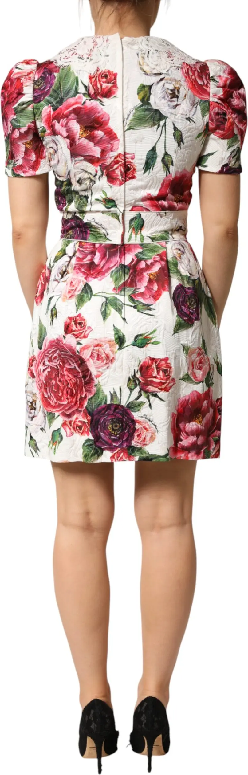 Платье Dolce & Gabbana Белое с цветочной вышивкой, мини-платье-футляр