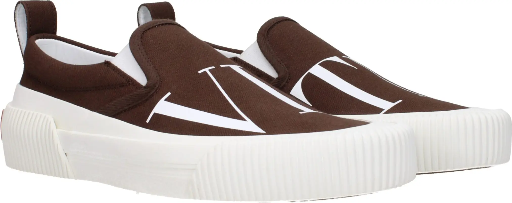 Brown Fabric Slip-On Loafers Valentino Garavani