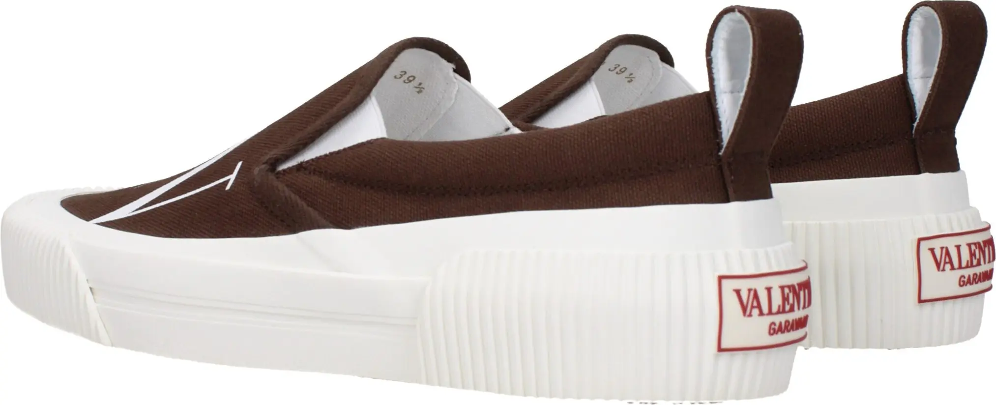Brown Fabric Slip-On Loafers Valentino Garavani