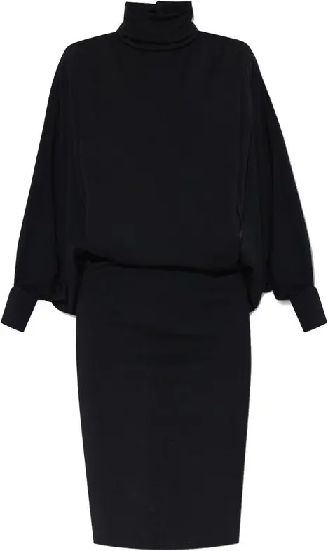 Черное шерстяное повседневное платье Saint Laurent