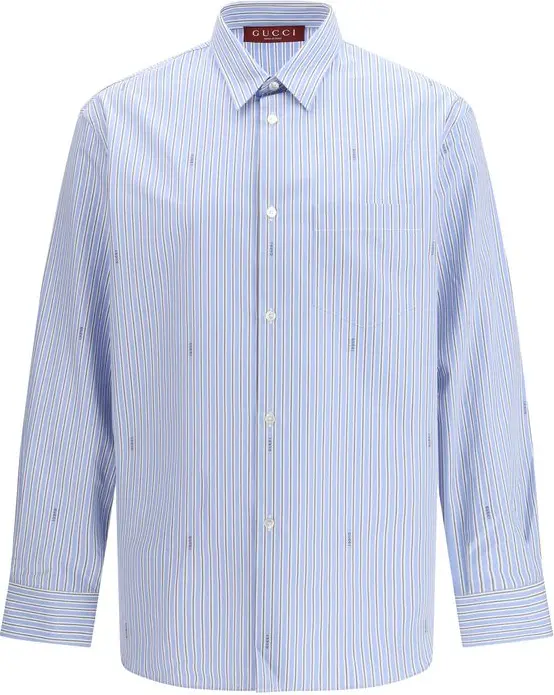 Shirt Gucci Light Blue Cotton Pattern Shirt