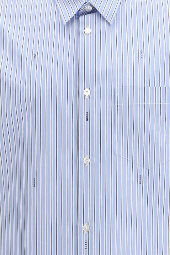 Shirt Gucci Light Blue Cotton Pattern Shirt
