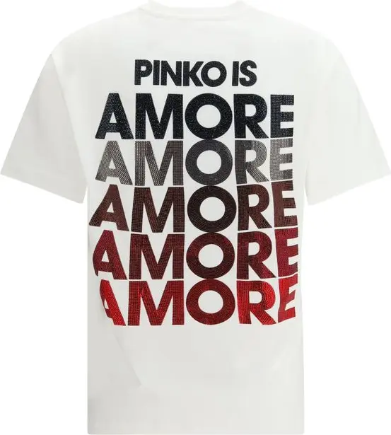 Белая хлопковая футболка Pinko