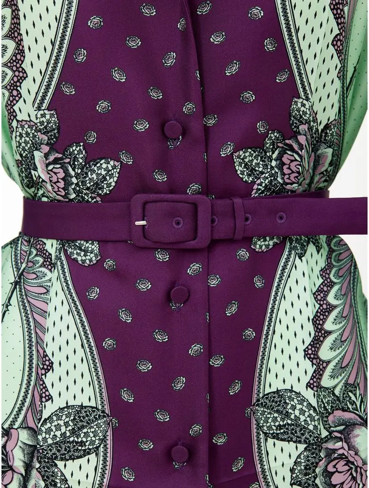 Рубашка Gucci Зеленая Шелковая Рубашка с Принтом