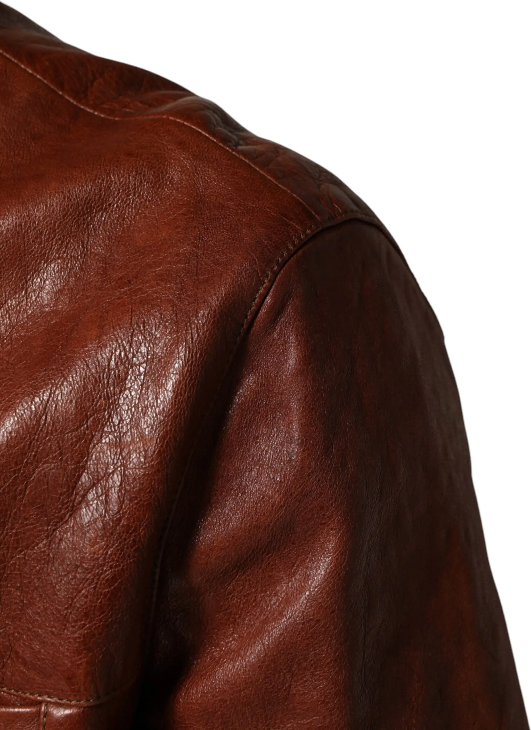 Brown Leather Button Down Men Biker Jacket