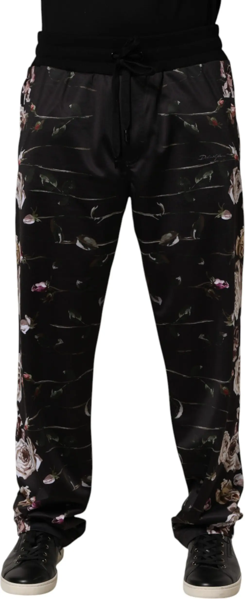 Dolce & Gabbana klassik shimlar, qora gul bosma, to'g'ri bichimli