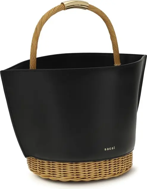 Sacai Black Calf Leather Bos Taurus Yengil sumka