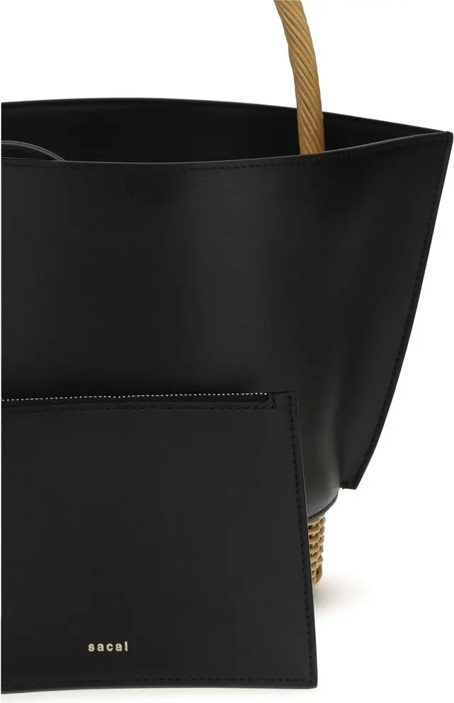 Sacai Black Calf Leather Bos Taurus Yengil sumka