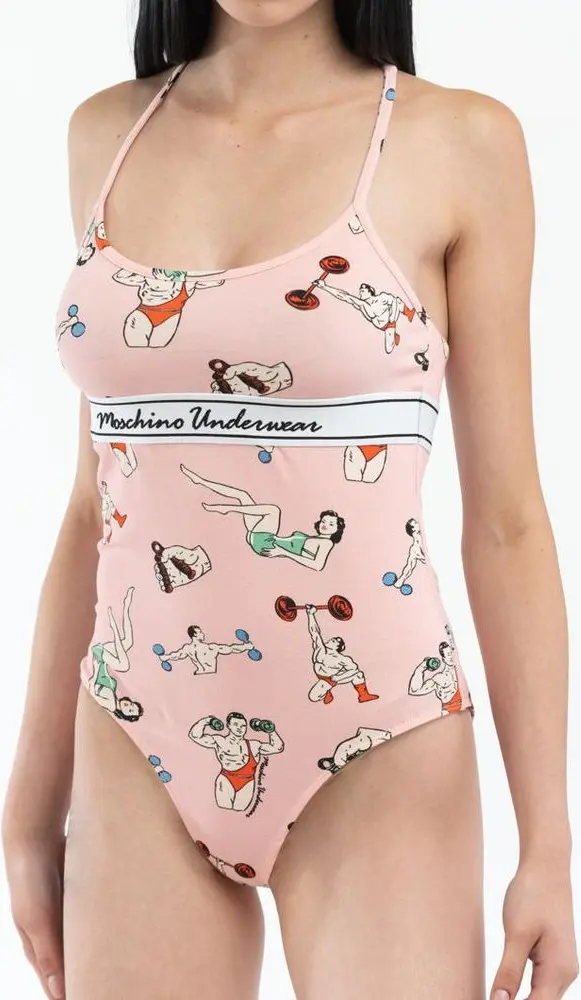 Розовый хлопковый боди Moschino