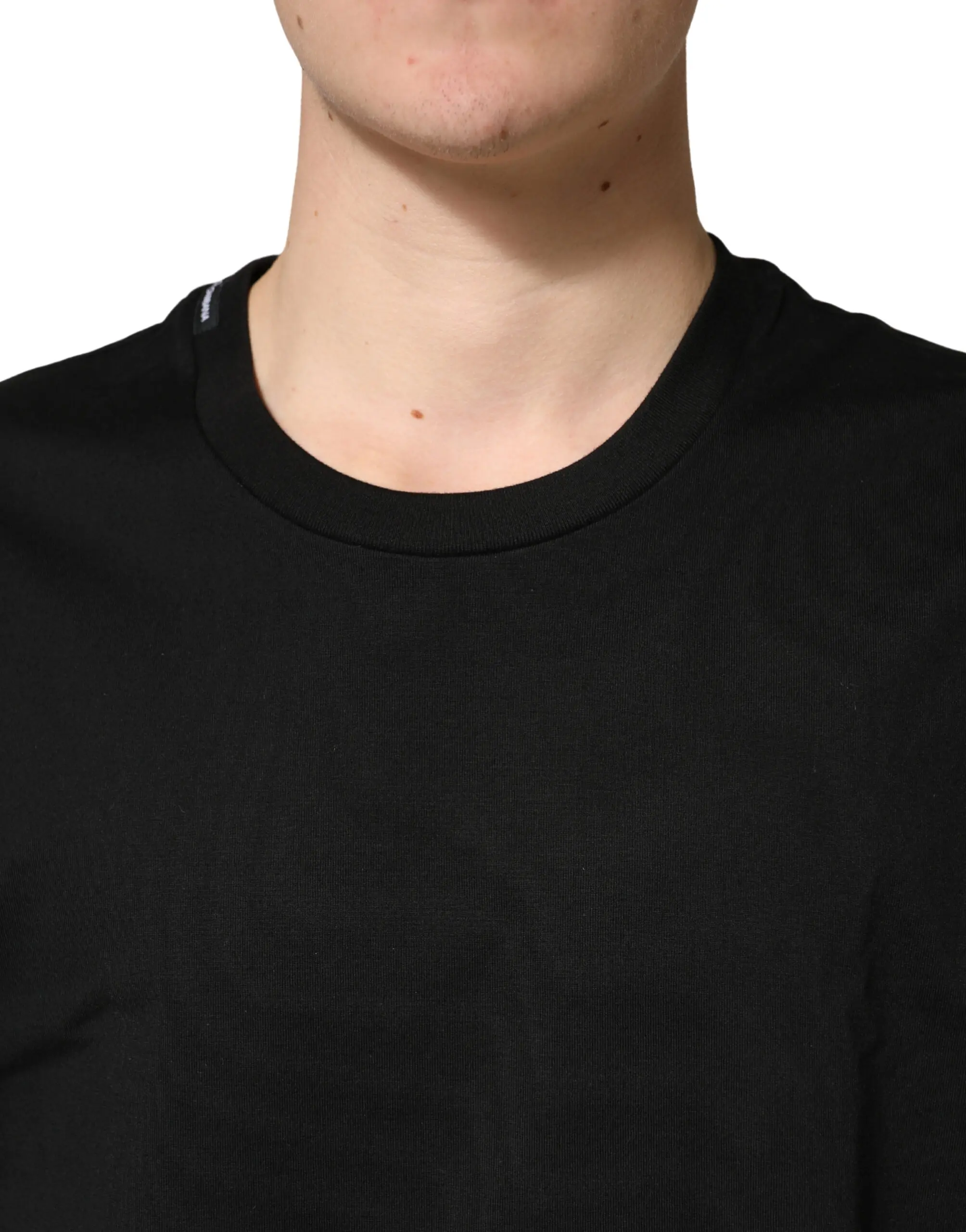 Dolce & Gabbana qora paxta yaxshiroq yumaloq <br> Bo'yinli qisqa yengli futbolka