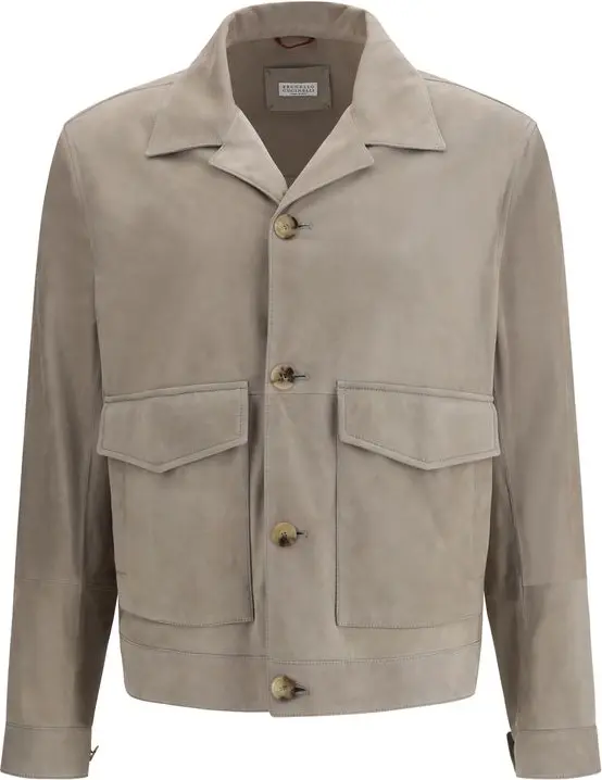 Coat Brunello Cucinelli Bicolor Calf Leather Bos Taurus