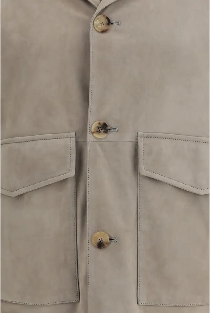 Coat Brunello Cucinelli Bicolor Calf Leather Bos Taurus