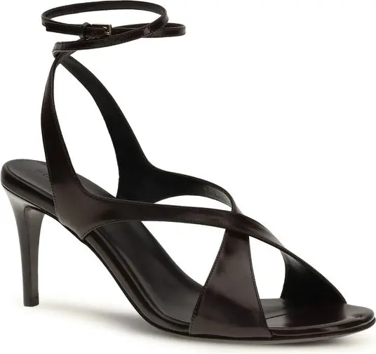 Brown Calf Leather Bos Taurus Stiletto Heel Sandals by Khaite
