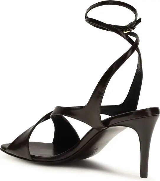 Brown Calf Leather Bos Taurus Stiletto Heel Sandals by Khaite