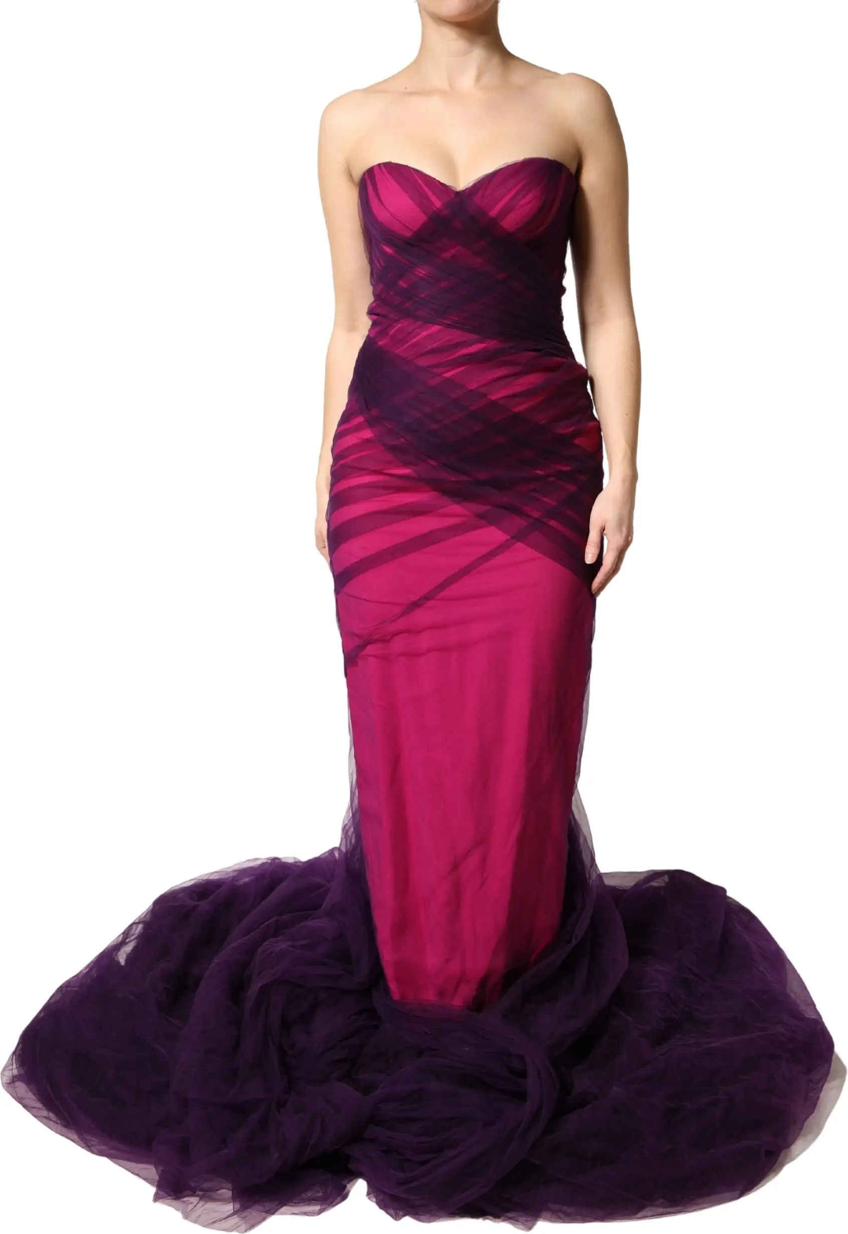 Dolce & Gabbana Pink Black Strapless Sheath Mermaid Dress