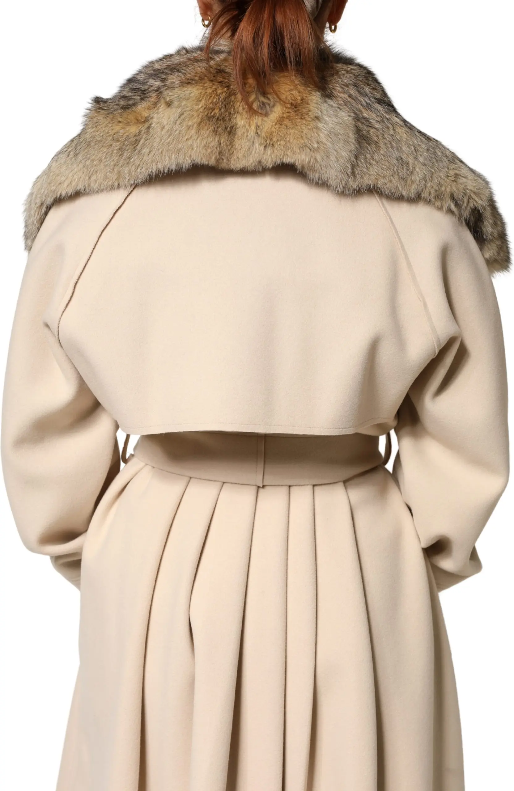 Scarf Dolce & Gabbana Brown Fur Shoulder Collar Neck Wrap