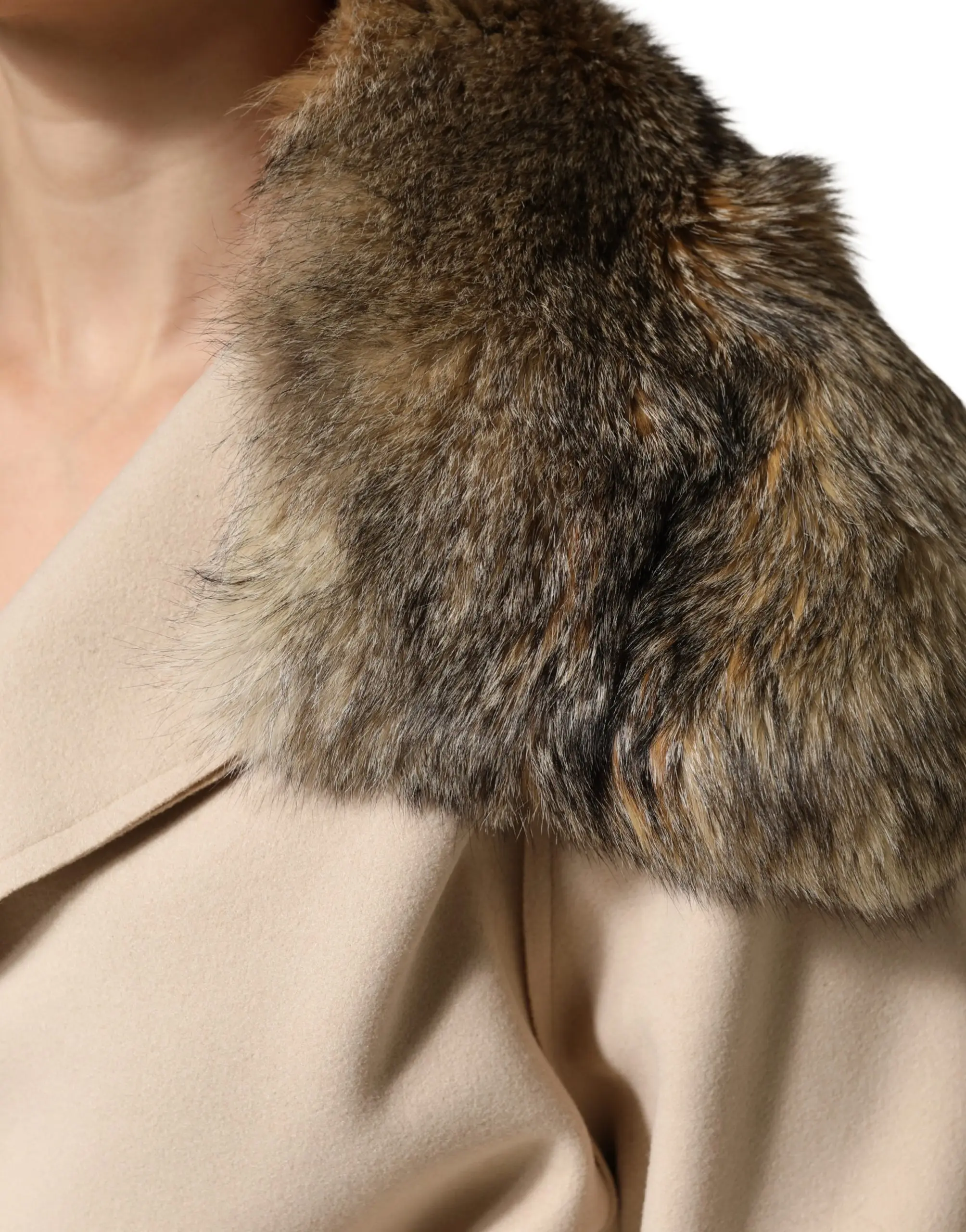 Scarf Dolce & Gabbana Brown Fur Shoulder Collar Neck Wrap