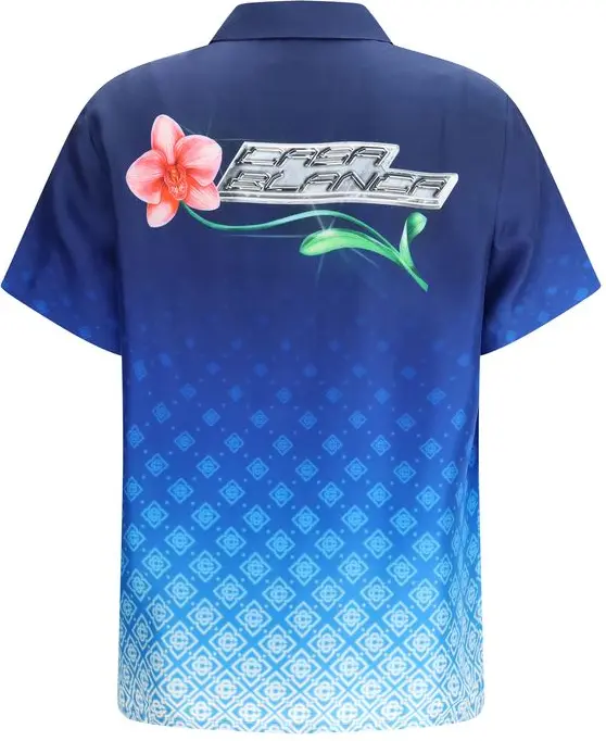 Blue Silk Polo Shirt Casablanca