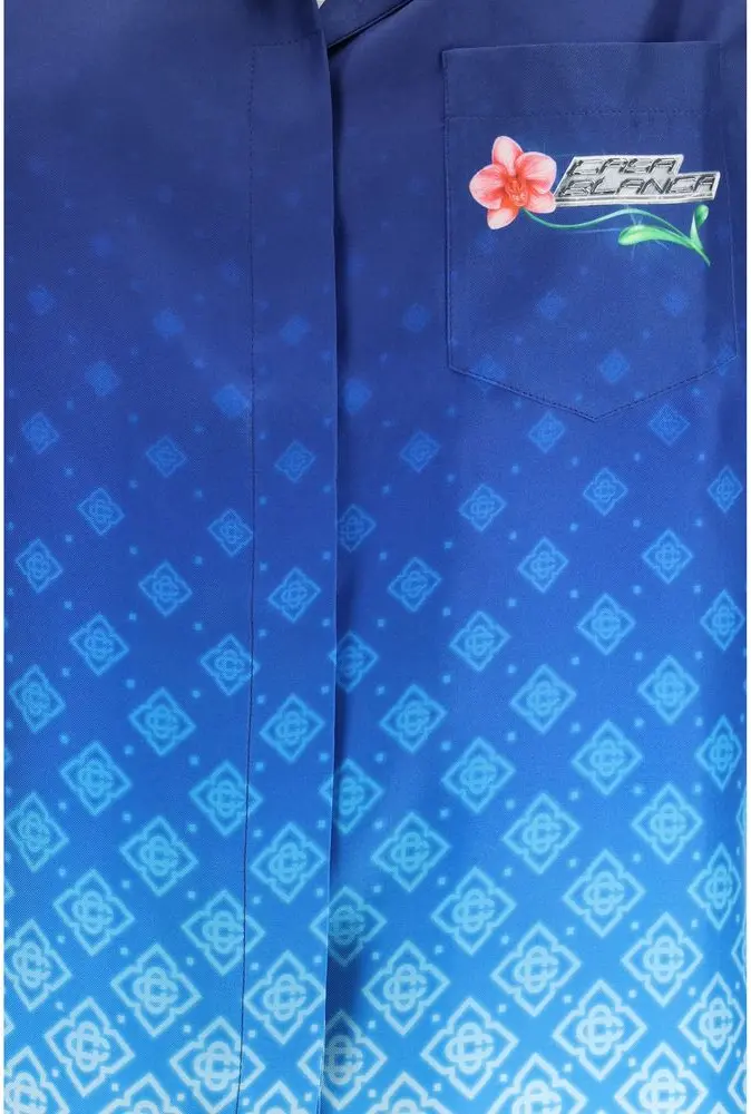 Blue Silk Polo Shirt Casablanca