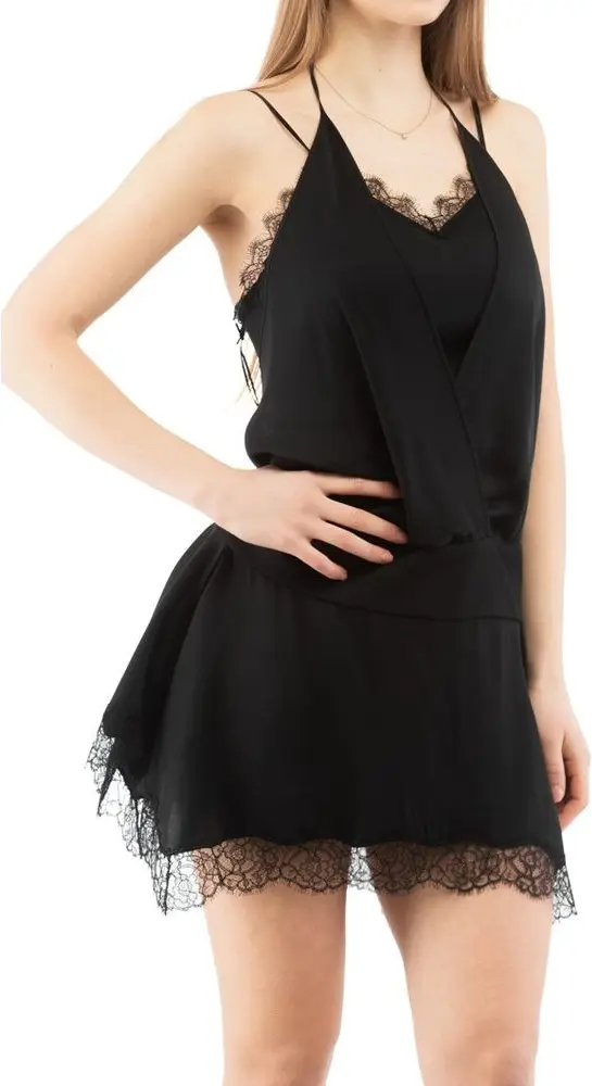 Black Marabou Casual Dress