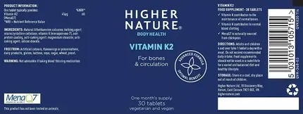 Higher Nature K2 Vitamini Planshetlari