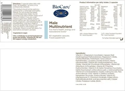 Biocare Faol Erkaklar uchun Ko'p Vitaminli Sabzavotli Kapsulalari
