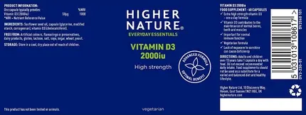 Higher Nature D3 Vitaminli Kapsulalar