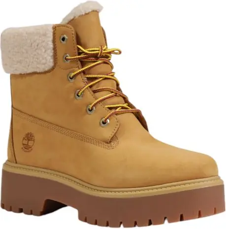 Boots Timberland Beige Recycled Leather Lace-Up Boots