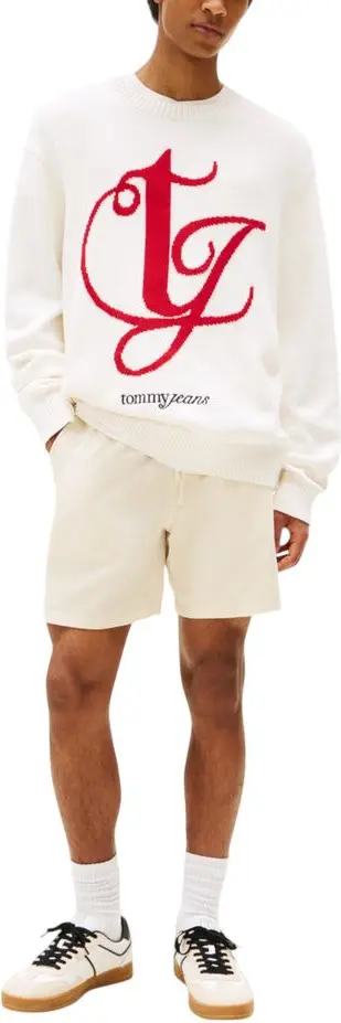 Tommy Jeans Yumshoq futbolka Kreml Rengli Tiklangan Paxta Kiyim