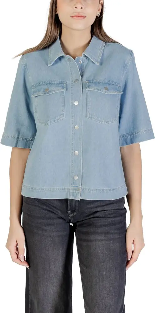 Jacket ONLY Light Blue Cotton Shortsleeve Shirt