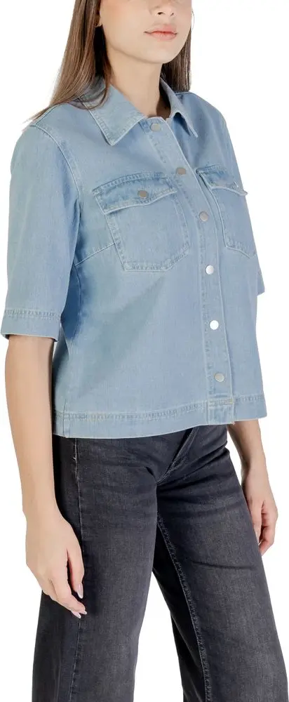 Jacket ONLY Light Blue Cotton Shortsleeve Shirt