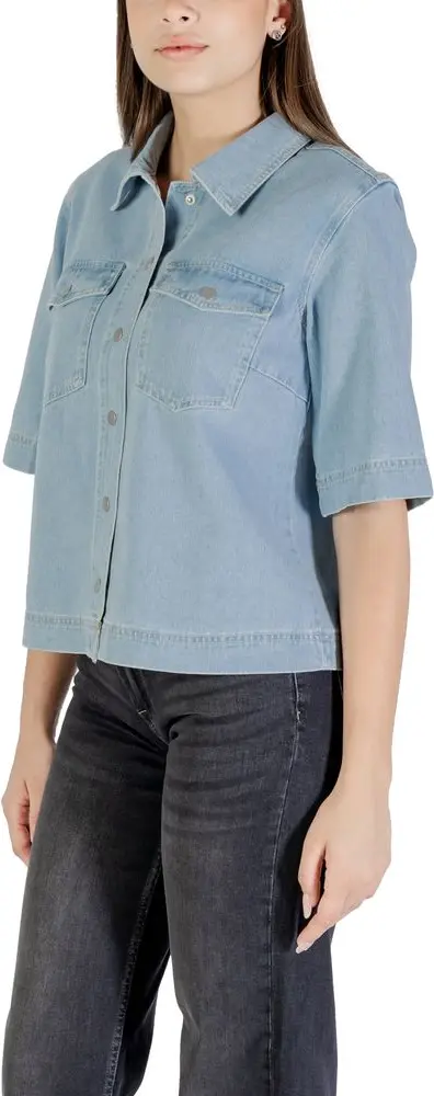 Jacket ONLY Light Blue Cotton Shortsleeve Shirt