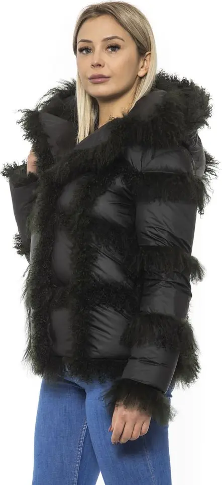 Jacket MR & MRS ITALY Qora Polli Kurtka Qo'zi Joshli Tudukli