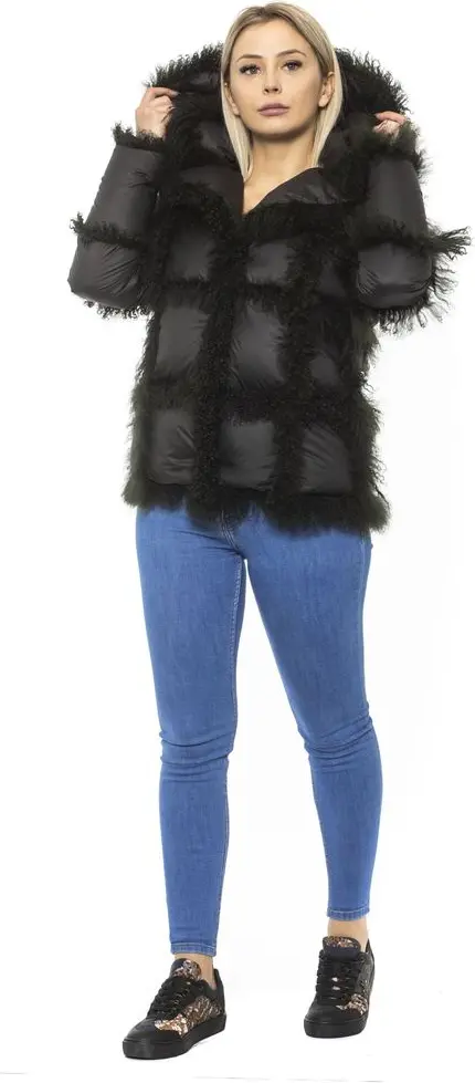 Jacket MR & MRS ITALY Qora Polli Kurtka Qo'zi Joshli Tudukli