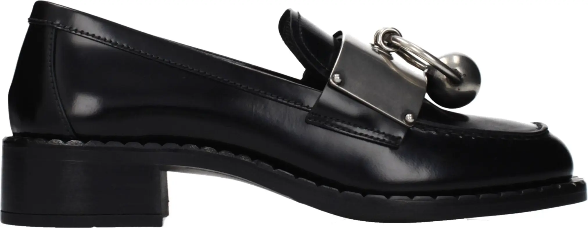 Black Leather Slip-On Loafers Prada